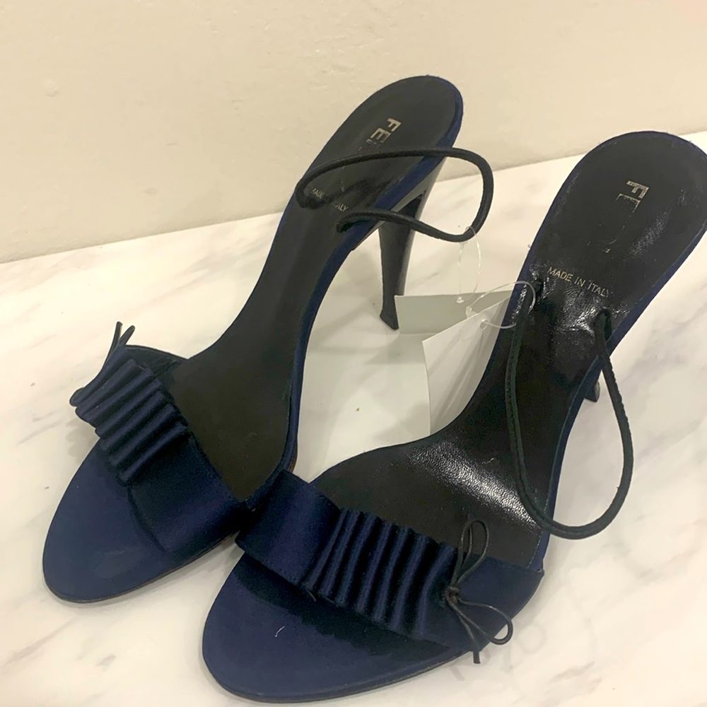 FENDI Navy & Black High Heel dress sandal Size 38